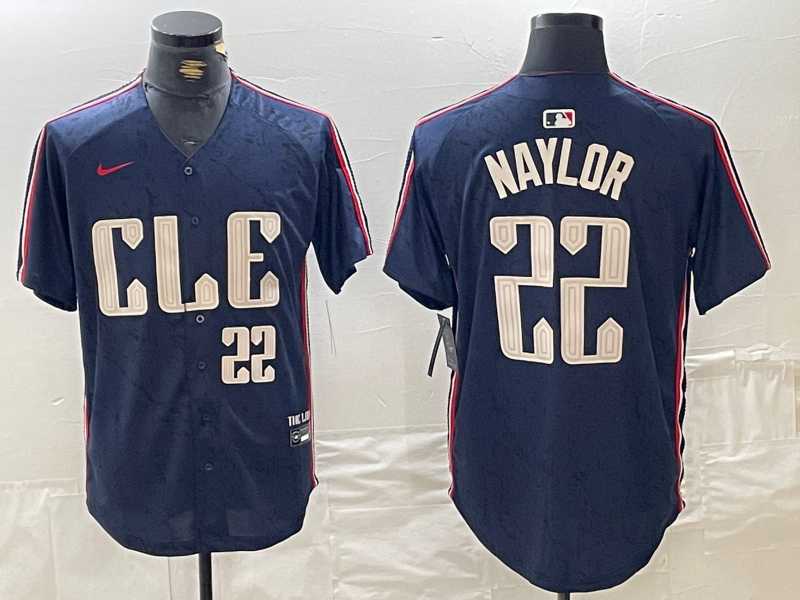 Men%27s Cleveland Guardians #22 Josh Naylor Number Navy 2024 City Connect Limited Stitched Jersey